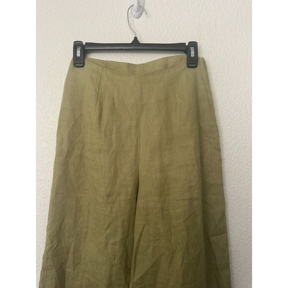 Zulu & Zephyr Green Linen Wide Leg Pants Size US 4 - Picture 2 of 9